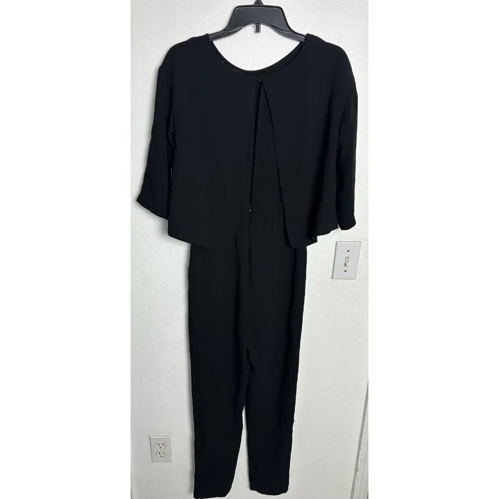 Zara Women’s Long Layered Jumpsuit Black Size XS New - Picture 4 of 16